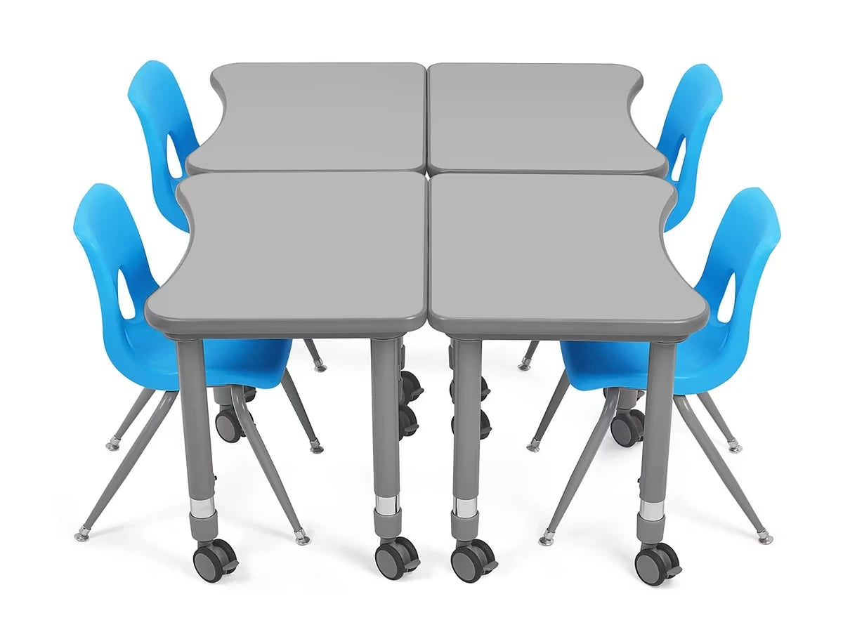 Flex-Space Mobile Student Desk with Book Box - Gray - US 1277