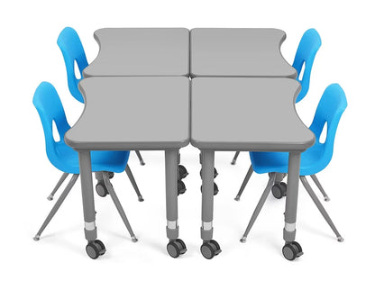 Flex-Space Mobile Student Desk with Book Box - Gray - US 1277