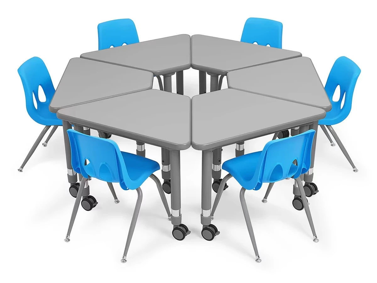 Flex-Space Mobile Wedge Student Desk - Gray - US 2697
