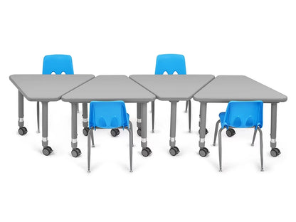 Flex-Space Mobile Wedge Student Desk - Gray - US 2697