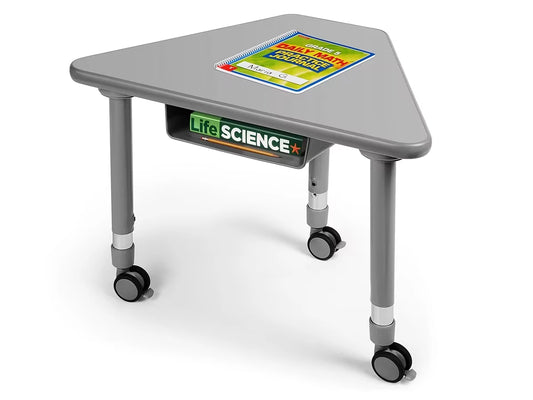 Flex-Space Mobile Wedge Student Desk with Book Box - Gray - US 5789