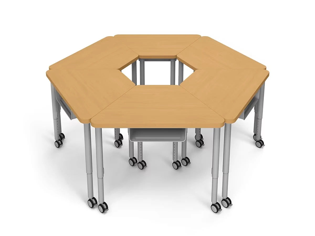 Modern Edge Mobile Trapezoid Student Desk with Book Box - US 1572