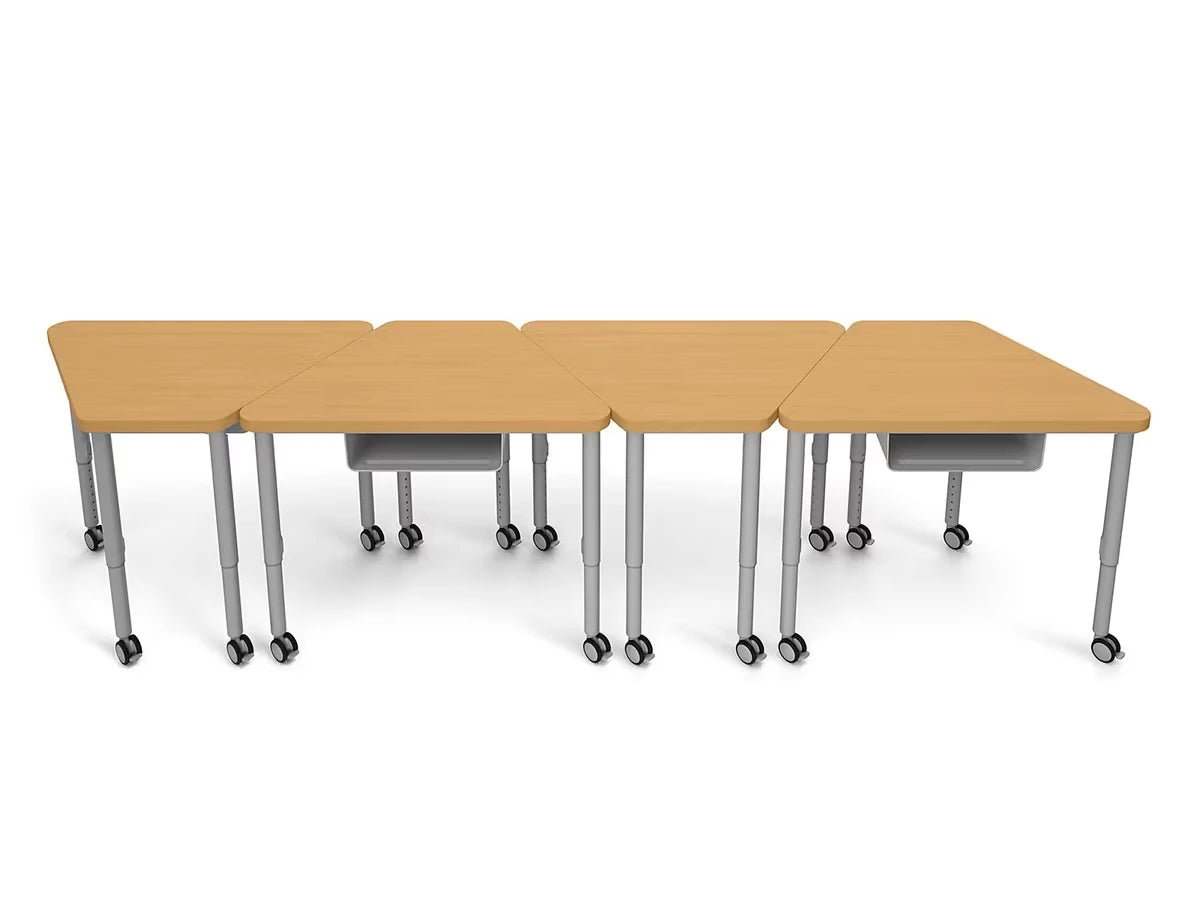 Modern Edge Mobile Trapezoid Student Desk with Book Box - US 1572