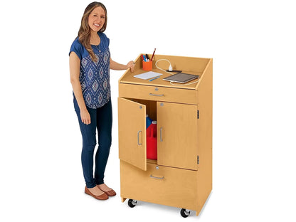 Classic Birch Mobile Locking Teacher Cabinet with Power - US 8559