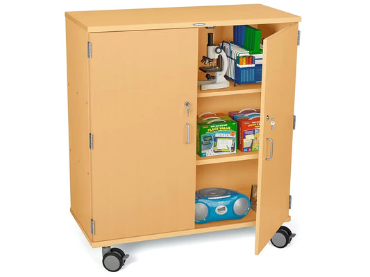 Flex-Space Mobile 3-Shelf Locking Storage Cabinet - Maple - US 7024