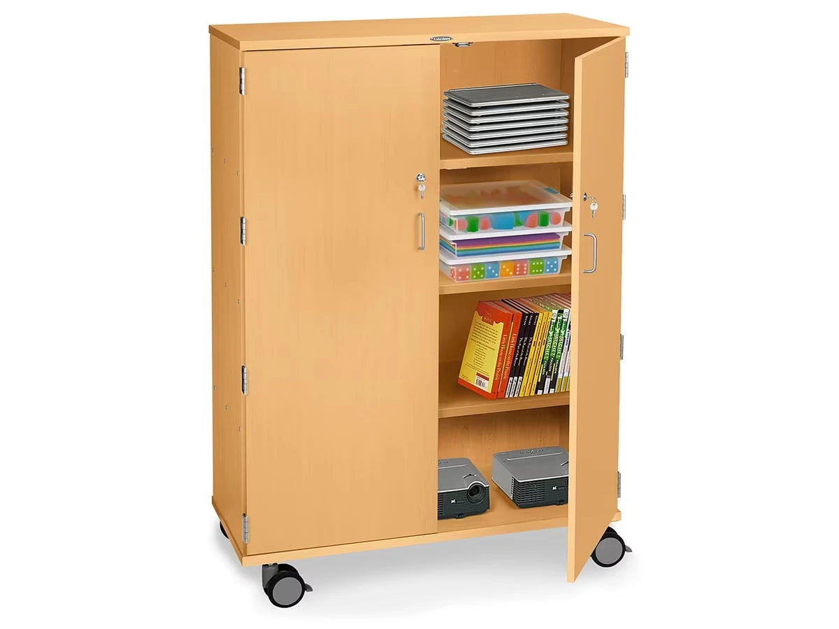Flex-Space Mobile 4-Shelf Locking Storage Cabinet - Maple - US 2300