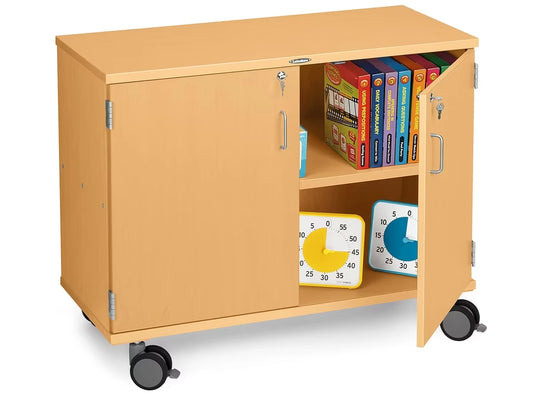 Flex-Space Mobile 2-Shelf Locking Storage Cabinet - Maple - US 5729