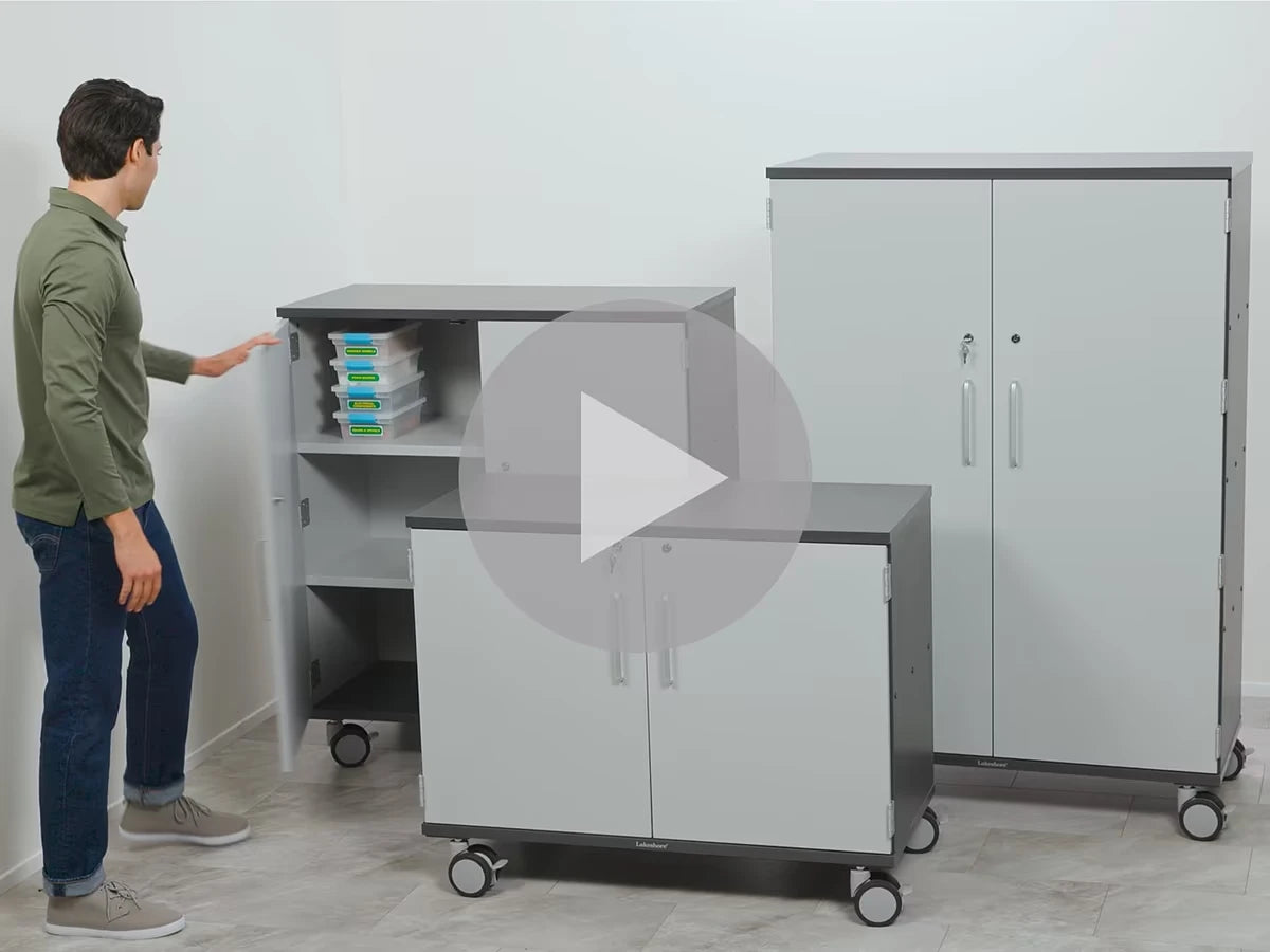 Modern Edge Mobile 3-Shelf Locking Storage Cabinet - US 8644
